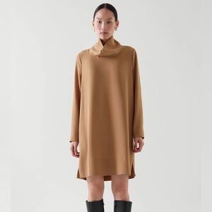 COS Sz 8 Brown Neutral Lagenlook Relaxed Long Sleeves Dress